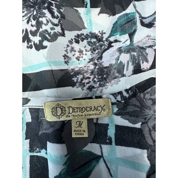 Democracy Women's Floral Sheer Faux Wrap Long Sleeve Blouse Size M - Picture 8 of 11
